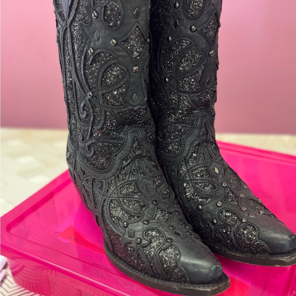 Corral Black Embellished Heeled Boots